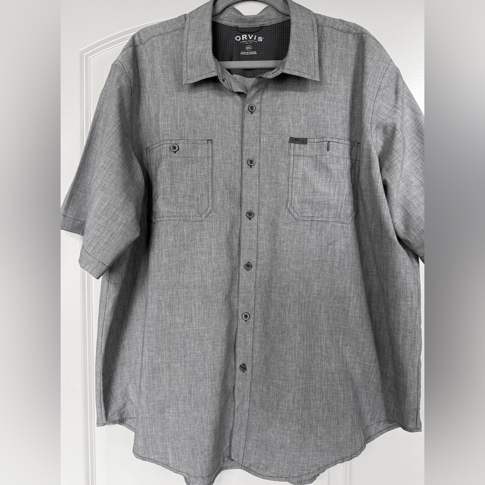 Orvis Sz 2XL,Men's Gray Short Sleeve Shirt,Gorpcore,Outdoor,Gorpcore,